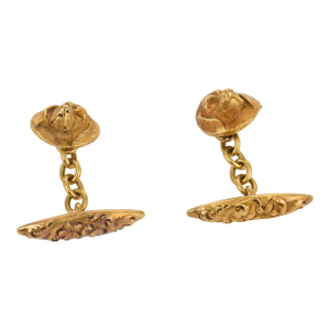 19th Century Pair of Victorian 18k Yellow Gold Dog Cufflinks