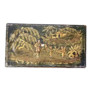 1820 Antique English Regency Japanned Black and Gold Jewelry Desk Box in the Chinese Taste