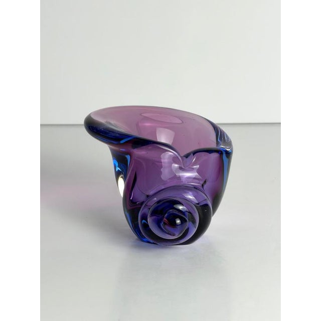 Blue Sommerso Murano Glass Conch Shell Sculpture by Alfredo Barbini, 1970s For Sale - Image 8 of 10