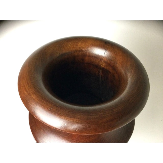 Brown Early 20th Century Mahogany Turned Wood Floor Vase For Sale - Image 8 of 10