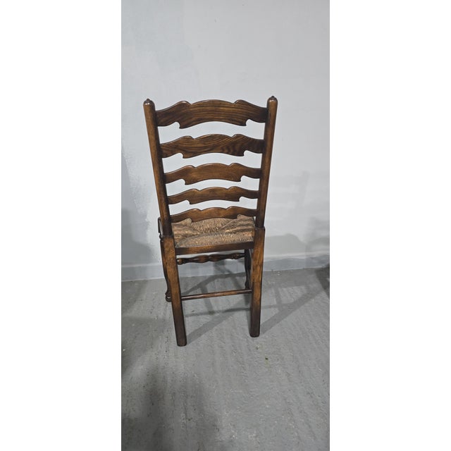 Vintage Lancashire Oak Dining Chairs with Ladder Back, 1920, Set of 12 For Sale - Image 11 of 16