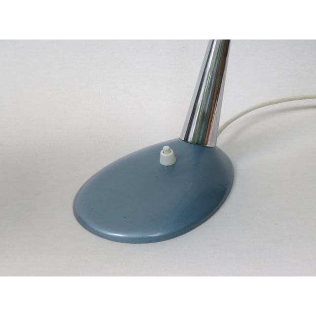 Metal Blue-Metallic Table Lamps with Chromed Arm, 1950s, Set of 2 For Sale - Image 7 of 16