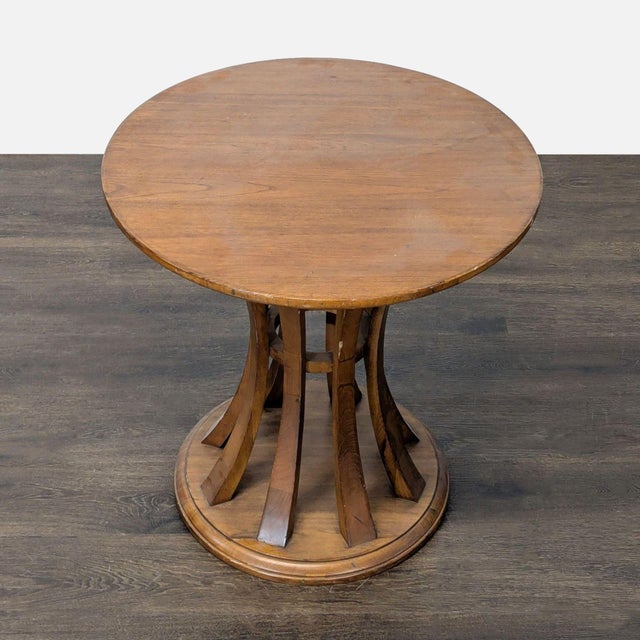 Modern Crate & Barrel Round Wood End Table For Sale - Image 3 of 7