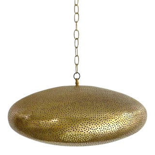 Mid-Century Modern Style Oval Spaceship Brass Pendant or Lantern For Sale