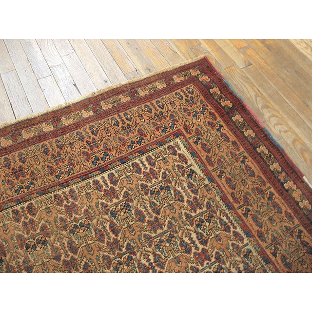 1880s Ivory Tribal Geometric Antique Knotted Pile Wool Afshar Persian Rug 4'0" X 6'0" Carpet For Sale - Image 4 of 6