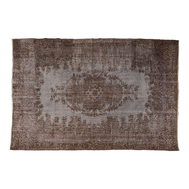 Dark Grey Vintage Floor Turkish Carpet For Sale