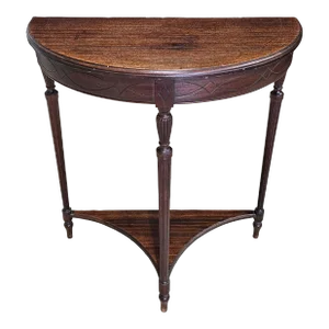 Early 20th Century Edwardian Mahogany Demilune Side Console Table