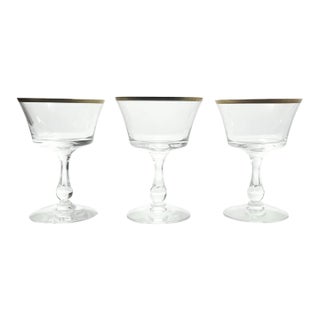 1950s Fostoria “Richmond” Set of 3 Coupe Champagne Glasses For Sale