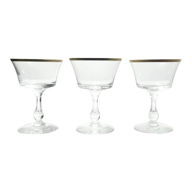 1950s Fostoria “Richmond” Set of 3 Coupe Champagne Glasses For Sale