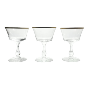 1950s Fostoria “Richmond” Set of 3 Coupe Champagne Glasses