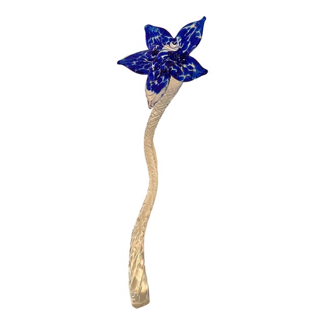 Glass Art Murano Style Long Stem Flower For Sale