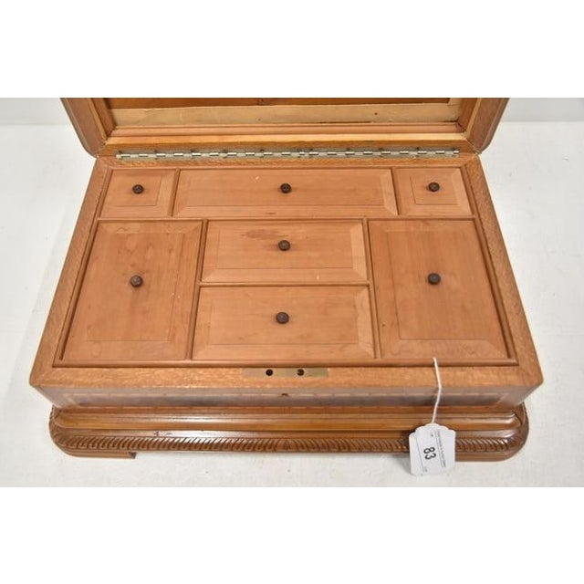 1940s Large Hand Made Parquetry Inlaid Wood Cigar Humidor For Sale - Image 9 of 13
