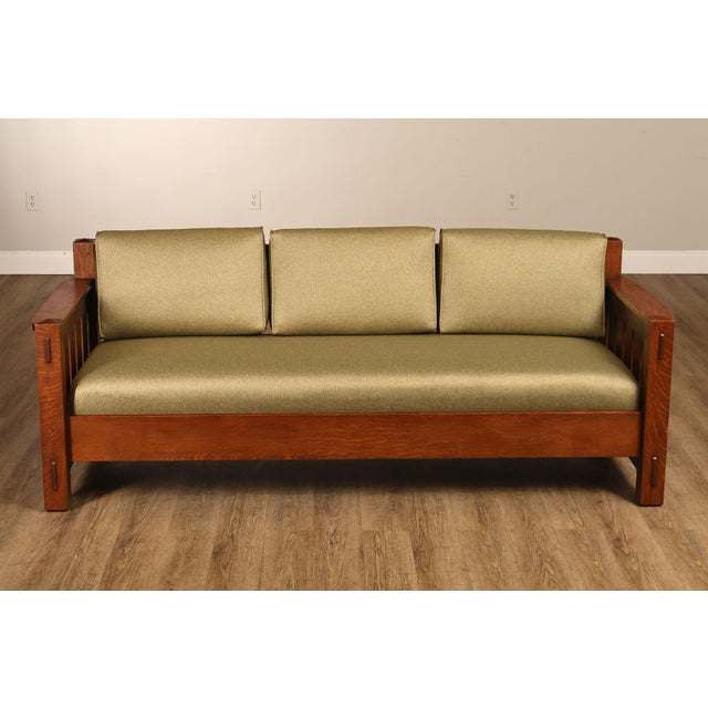 Custom Quality Mission Style Oak Settle Sofa For Sale - Image 17 of 18