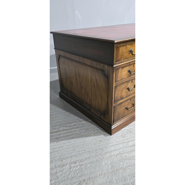 Antique Mahogany Partners Desk, 1910 For Sale - Image 10 of 15