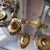 Metal Pair of Sherle Wagner-style lever door handles / doorknobs and escutcheons // vintage hardware for French doors // cast brass with gilt For Sale - Image 7 of 16