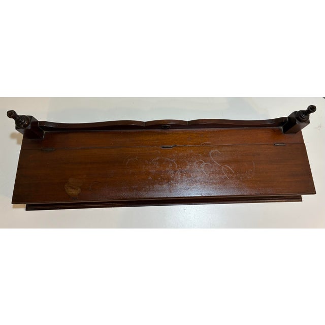 Wood Antique Mahogany Wood Dresser Box - Serpentine Crest & Finials - 28” English For Sale - Image 7 of 12