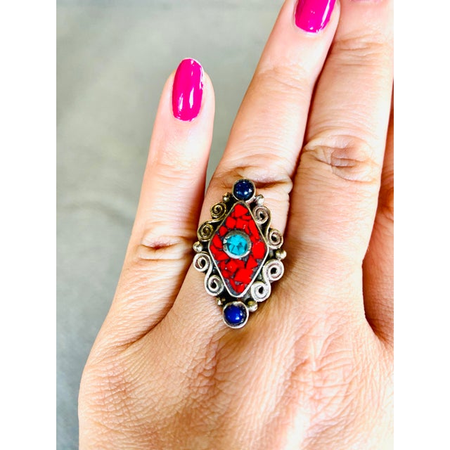 Metal 1950's Vintage Tribal Sterling Silver Moroccan Ring For Sale - Image 7 of 7