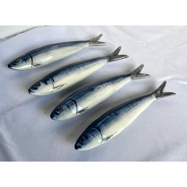 Set of four vintage ceramic sardine knife rests. Produced in Portugal for Jay Willfred (a division of Andrea by Sadek),...