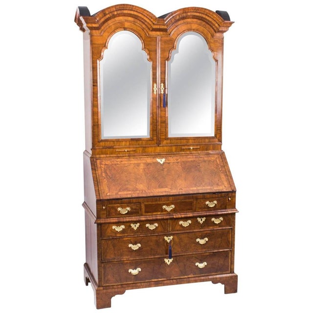 18th Century Queen Anne Double Dome Burr Walnut Bureau Bookcase For Sale - Image 10 of 10