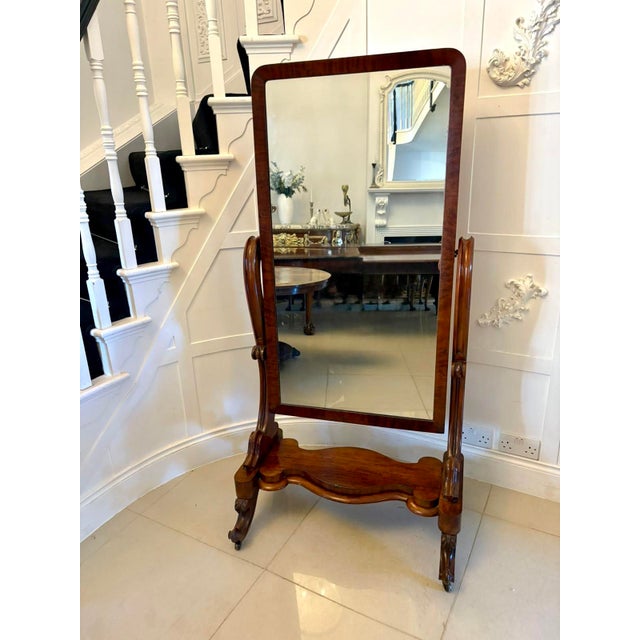 Brown Antique Victorian Mahogany Cheval Mirror, 1860s For Sale - Image 8 of 8