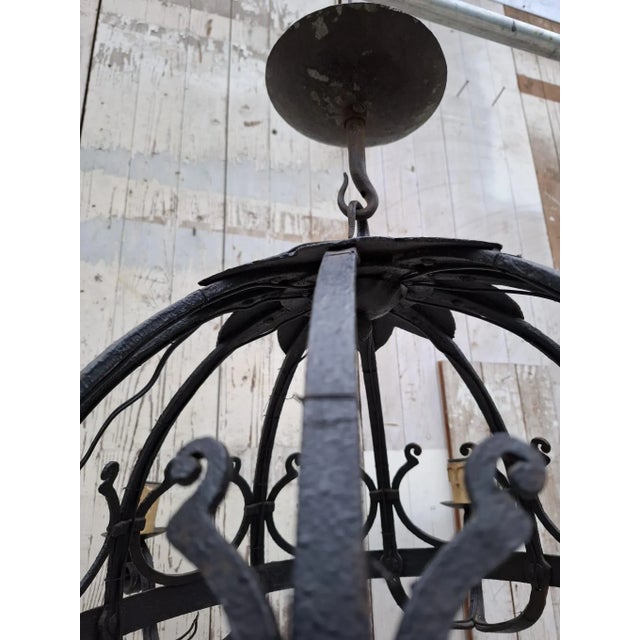 Early 20th Century Art Deco Dutch Wrought Iron Chandelier in the style of Amsterdam School For Sale - Image 9 of 16