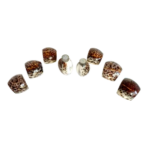 Vintage Tiger Cowrie Shell Salt/Pepper and Napkin Rings Set - Set of 8