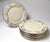 Elegant set off eight Bavarian chinoiserie silver overlay service dinner plates. Each with a chinoiserie sterling overlay...