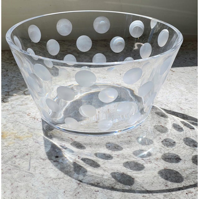 Late 20th Century Large Swedish Art Crystal Bowl by Artist Anne Nilsson for Orrefors With Cut Dot Pattern Signed For Sale - Image 5 of 12