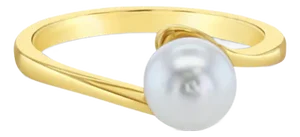 Solitaire Cultured Pearl 14k Yellow Ring, Size 3