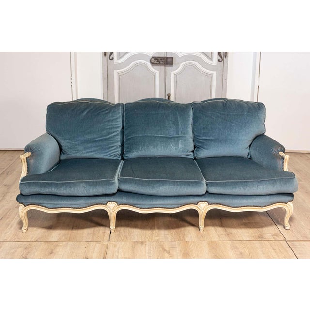 This sophisticated 20th century French Louis XVI style sofa masterfully blends timeless elegance with modern comfort. The...