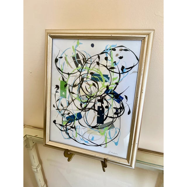 This is a one of a kind, original abstract, acrylic painting on mat board. A mixed-media artwork by Daniél Mulherin,...