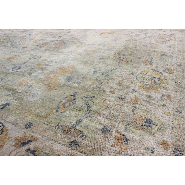 Textile Long Oushak Rug in Light Green by Keivan Woven Arts 10'9 X 16' For Sale - Image 7 of 10