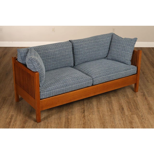 Mission Stickley Mission Collection Oak Spindle Sofa For Sale - Image 3 of 18
