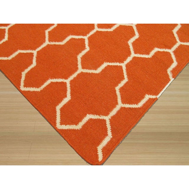 56x8 Classic Moroccan Yellow Flatweave Wool Geometric Modernist Carpet Rug For Sale - Image 4 of 4