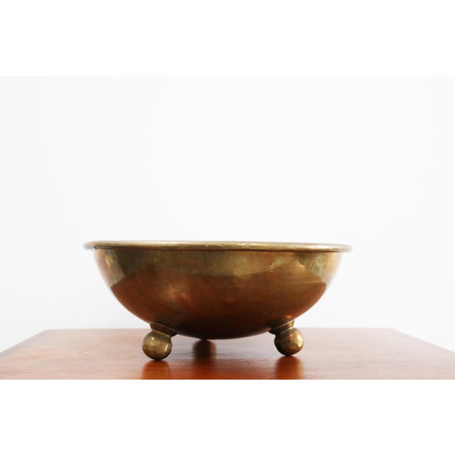 Large Swedish Art Deco brass bowl Sweden circa 1920s Hand-hammered Beautifully shaped Diameter 33 cm, Height 13 cm An...