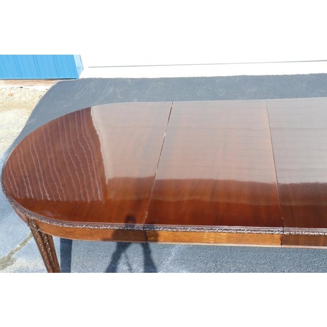 Adams Style Carved Mahogany Dining Table With Three Leaves For Sale - Image 9 of 12