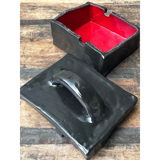 Vintage Original Slab Built Studio Pottery Lidded Box For Sale - Image 11 of 12