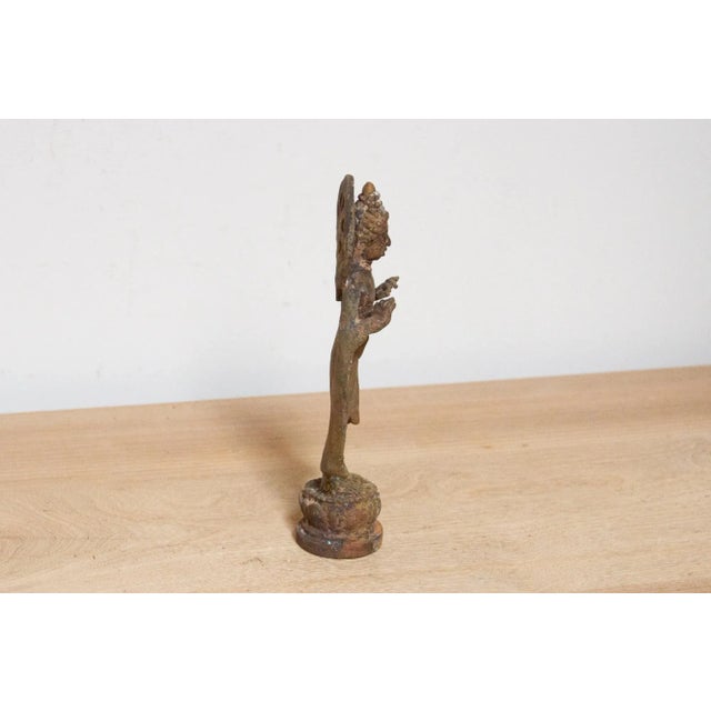 19th Century Antique Patinated Metal Buddha Figure For Sale - Image 5 of 7