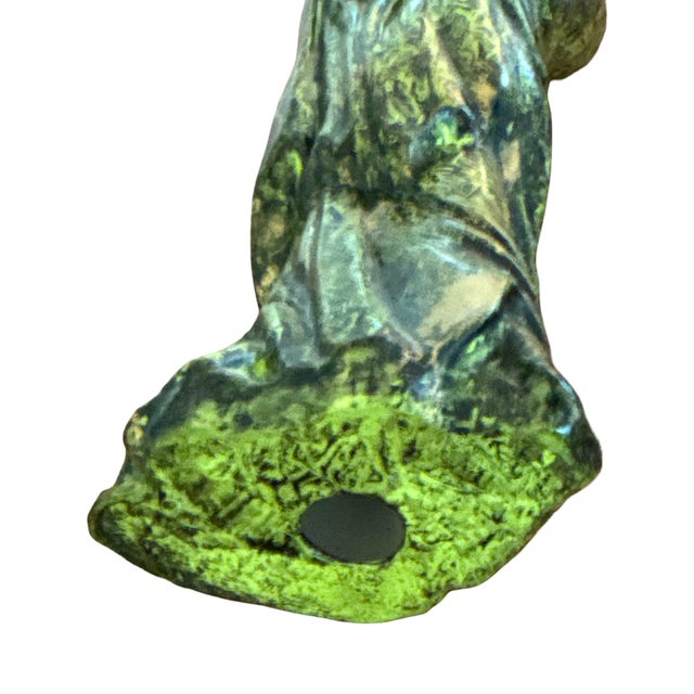 Vintage Handcrafted Verdigris Guanyin Ceramic Sculpture For Sale - Image 11 of 11