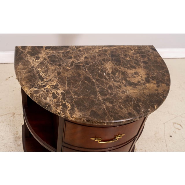Henkel Harris Marble Top Demilune Mahogany Bookshelf Console Table For Sale In Philadelphia - Image 6 of 14