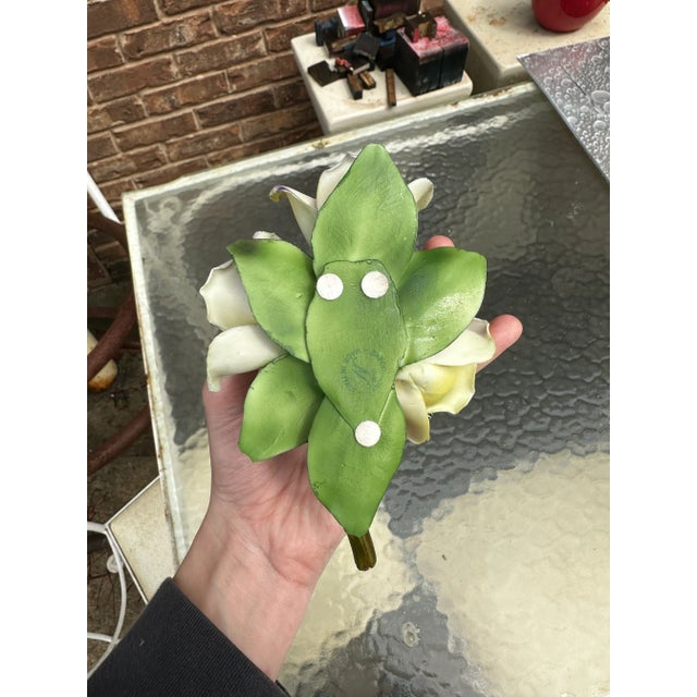 White 1970s Petite Italian Ceramic Flower For Sale - Image 8 of 8