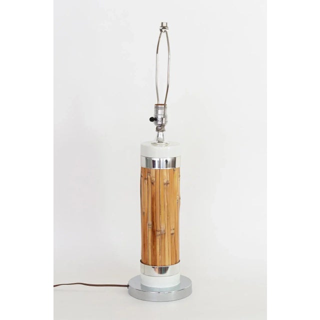 Mid-Century Modern Vintage 1970s Bamboo Lamp in the Style of Russel Wright For Sale - Image 3 of 8