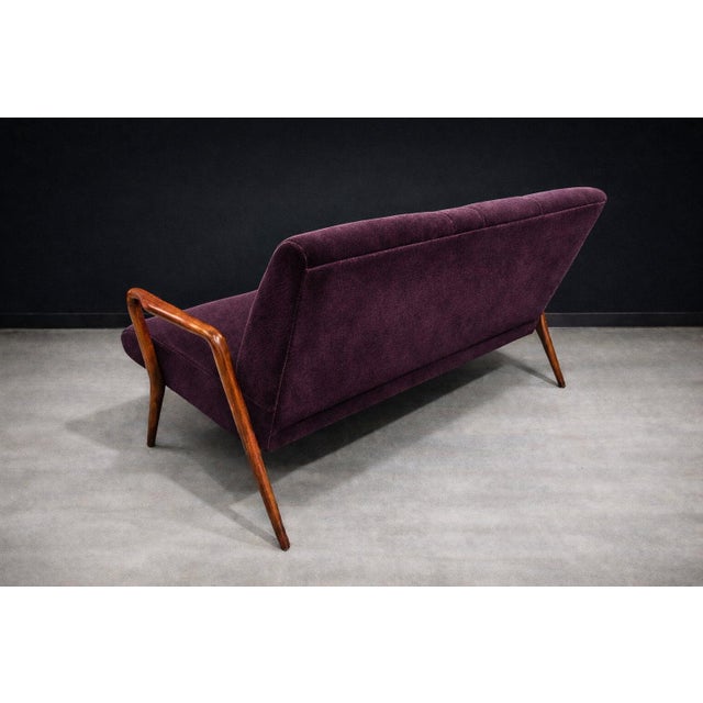 Giuseppe Scapinelli Sculptural Sofa in Solid Caviúna & Deep Aubergine Mohair, Brazil, 1950s - Lot 755 For Sale - Image 12 of 13