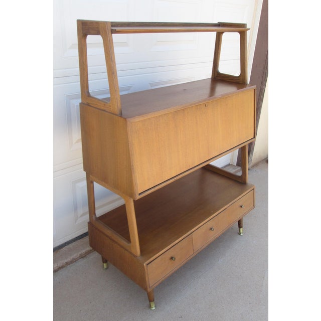 Mid 20th Century Saginaw Furniture Room Divider Secretary Desk Shelf Unit Zipperman Furniture For Sale - Image 5 of 12