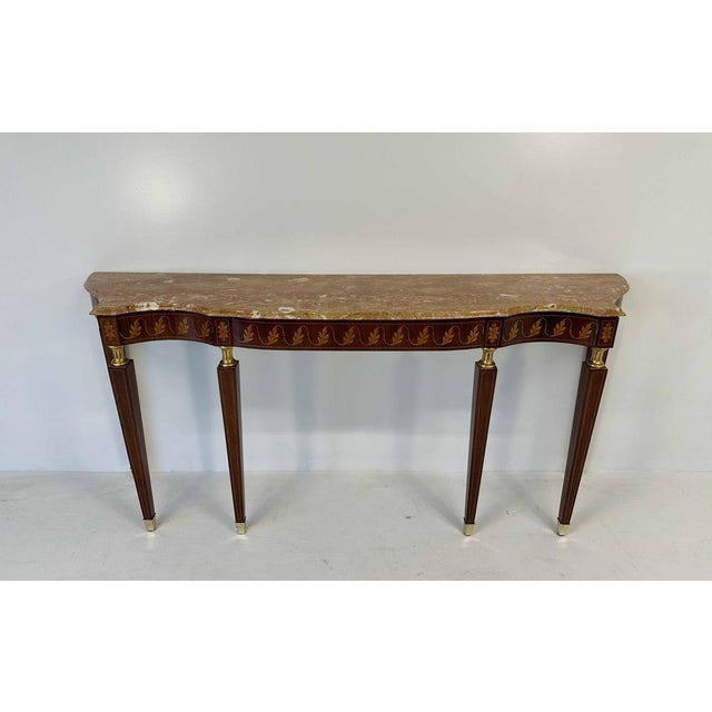 Italian Art Deco Marble and Inlaid Wood Console by Paolo Buffa, 1950s For Sale - Image 3 of 12