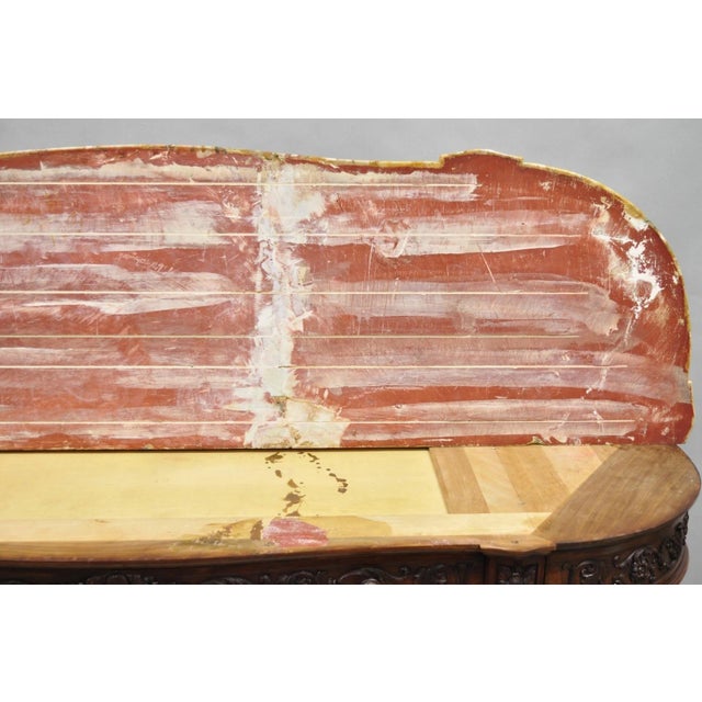 Antique French Baroque Rococo Carved Walnut Marble Top Sideboard Buffet W Drawer For Sale - Image 10 of 18