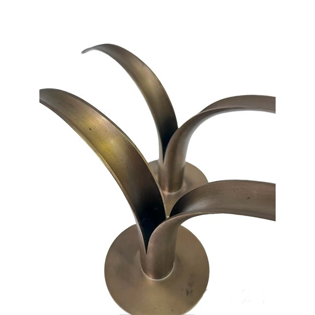 Mid-Century Modern Mid-Century Swedish Brass Candlesticks- a Pair For Sale - Image 3 of 8