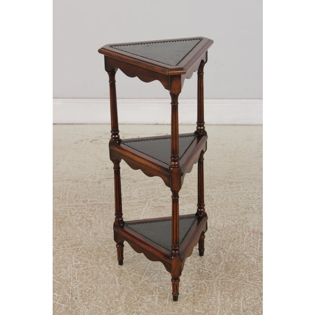 Traditional Pair of Theodore Alexander Mahogany 3 Tier Tables For Sale - Image 3 of 16