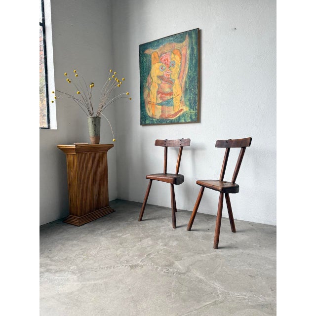 Folk Art Savoyard Tripod Chairs in Oak, 1900s, Set of 2 For Sale - Image 10 of 18