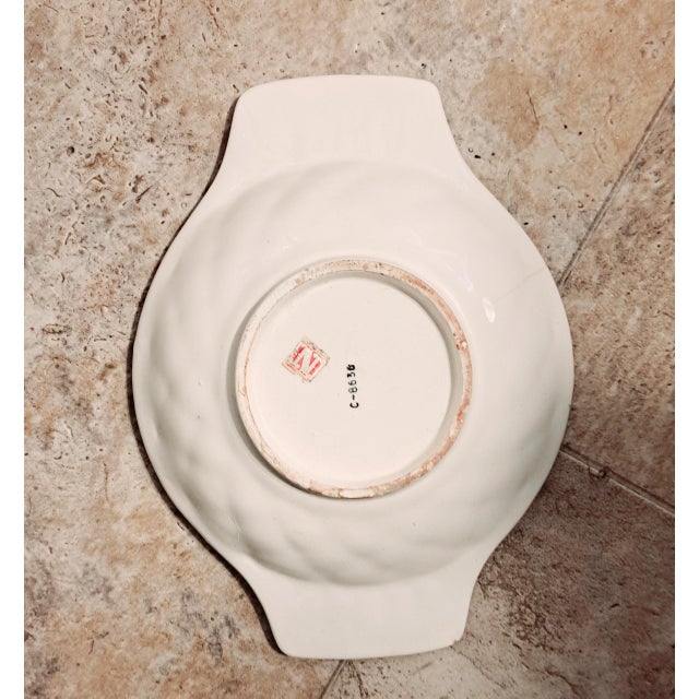 Vintage White Ceramic Weaved Medium Sized Catch All Dish Italian For Sale - Image 10 of 12